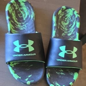 Under Armour Kids Slide Sandals - Black and Green